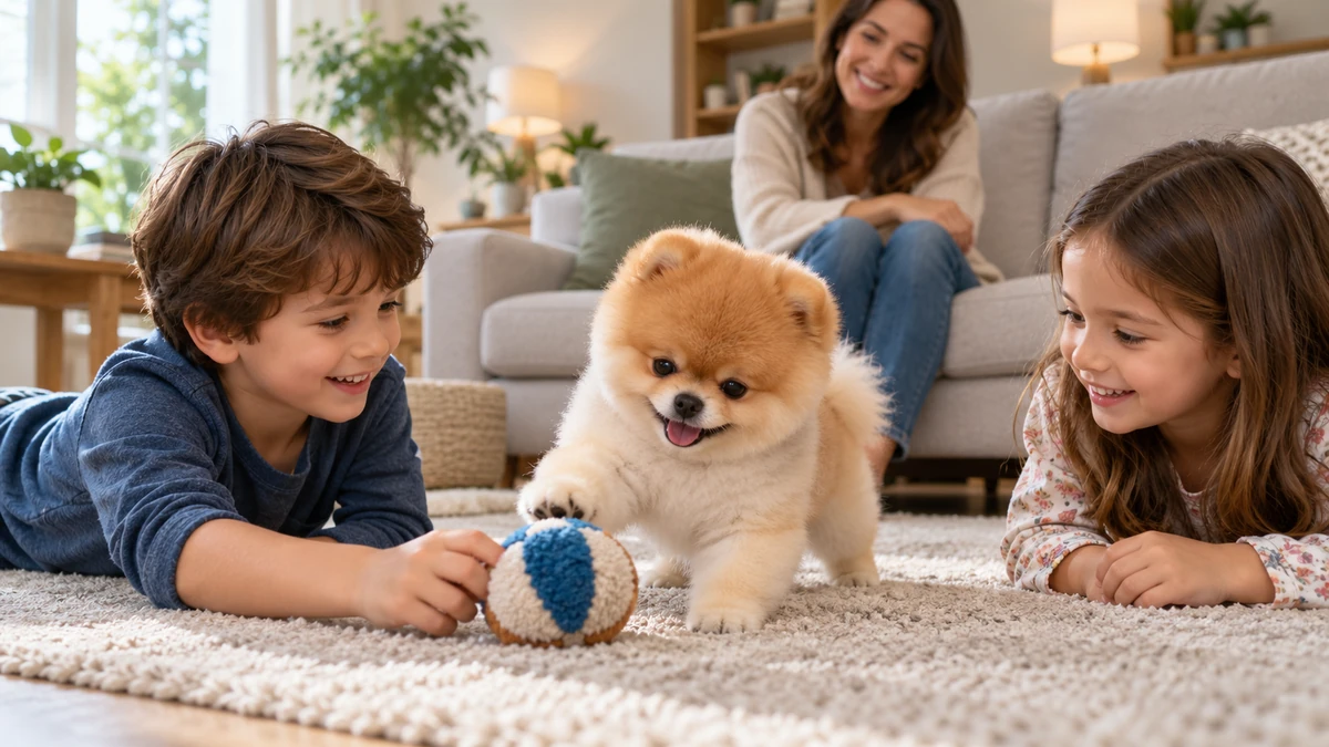 Pomeranian Boo yavru köpek — tüy bakımı ve fırçalama