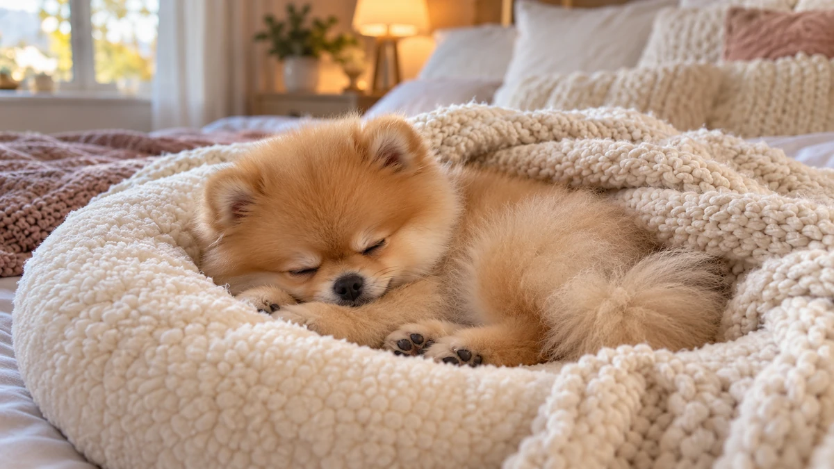 Pomeranian Boo ilan — uyuyan Pomeranian Boo yavru ilan fotoğrafı